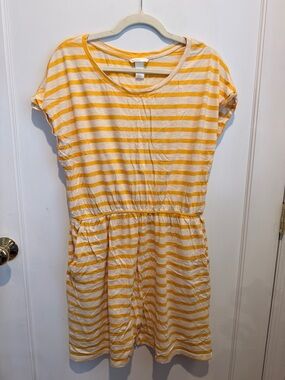 H&M Yellow and White Striped Mini Dress
